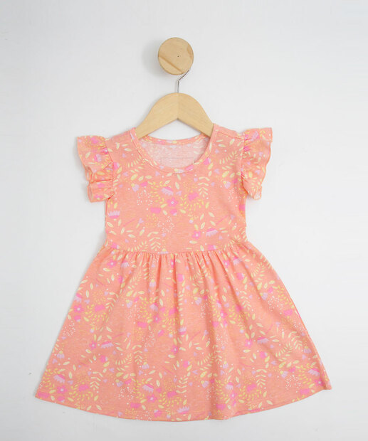 Vestido Infantil Manga Curta Floral Marisa Tam 1 a 3