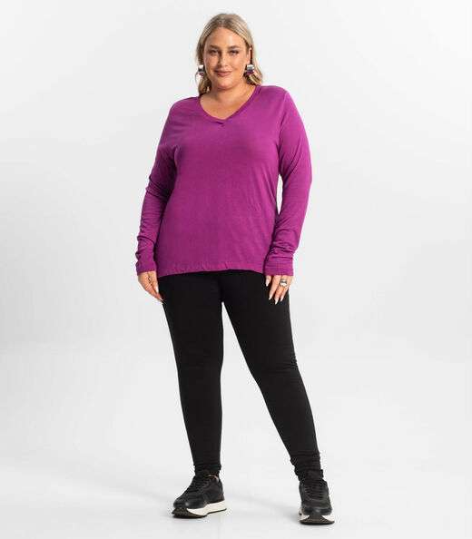 Blusa Manga Longa Visco Tricot Secret Glam Roxo