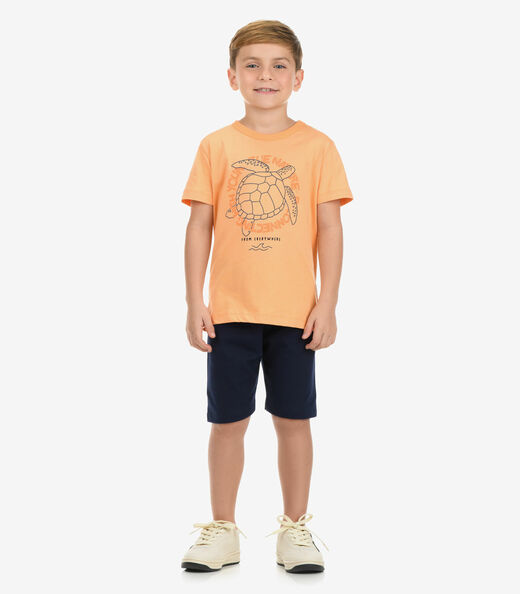 Conjunto Camiseta com Bermuda Menino Rovi Kids Laranja