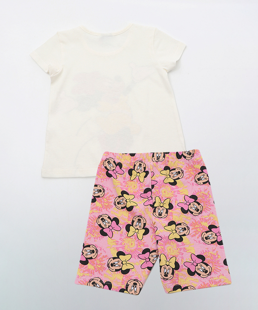 Conjunto Infantil Estampa Minnie Disney Tam 1 a 3 Rosa.