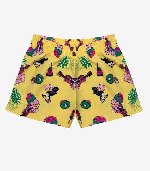 Image_Shorts Feminina Tactel Estampado Rovitex Kids Amarelo