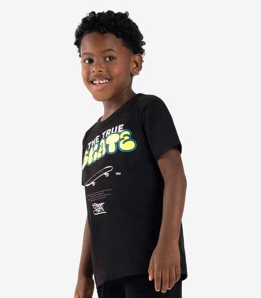 Camiseta Infantil Meia Malha Rovi Kids Preto