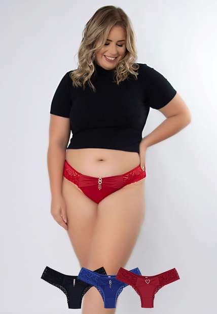 Image_Kit 3 Calcinhas Jóia Plus Size Microfibra Concept Lingerie Multicolorido