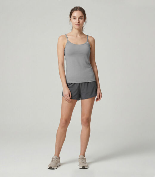 Blusa Regata Em Poliamida Com Bojo Sea Surf Cinza