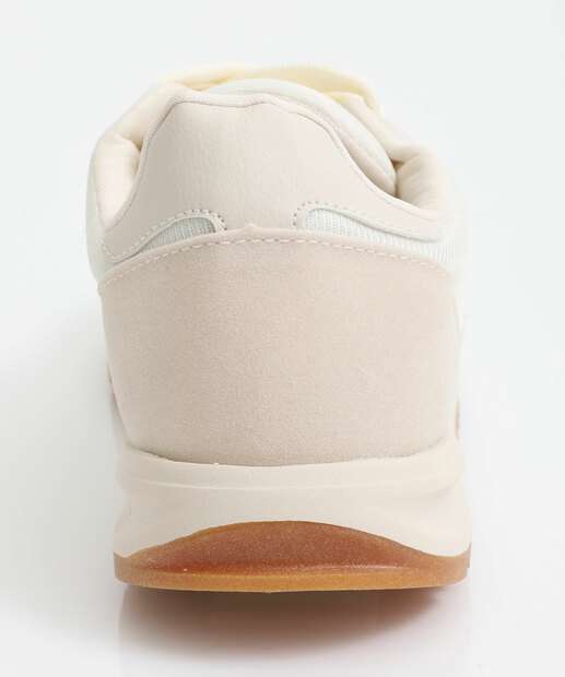 Tênis Casual Feminino Recorte Off White