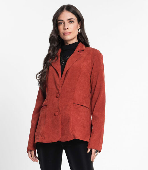 Blazer Feminino De Veludo Cotelê Misso Vermelho