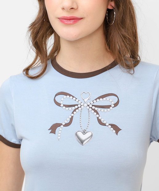 Blusa Cropped Feminino Laço Marisa Azul