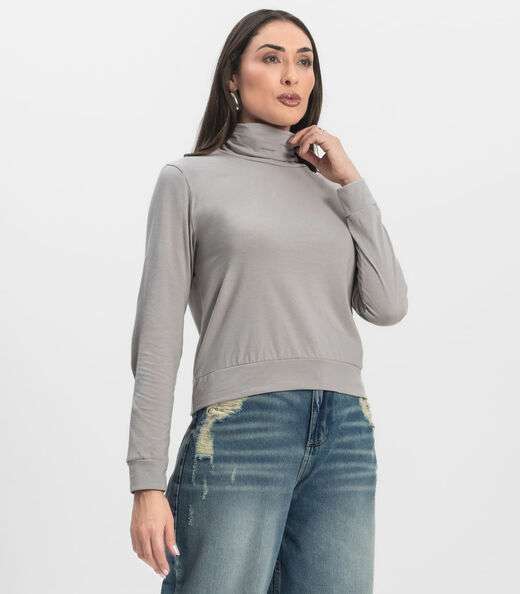 Blusão Gola Alta Infinita Cor Feminino Cinza