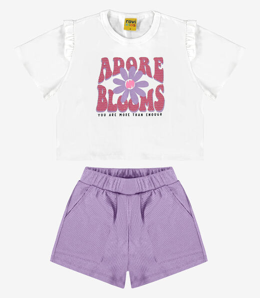 Conjunto Blusa E Shorts Estampado Rovi Kids Branco