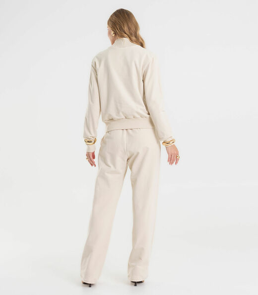 Conjunto Blusão Com Calça Feminino Rovitex Bege