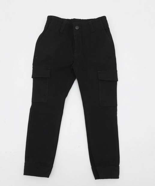 Calça Juvenil Sarja Jogger Cargo Tam 10 a 16