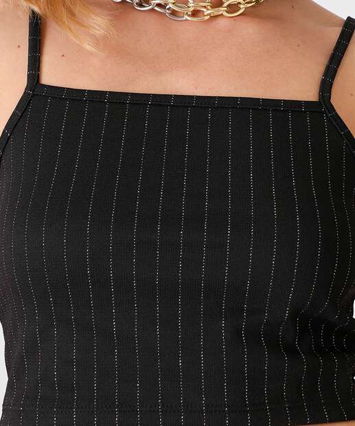 Blusa Cropped Feminino Risca De Giz Alças Finas Marisa 