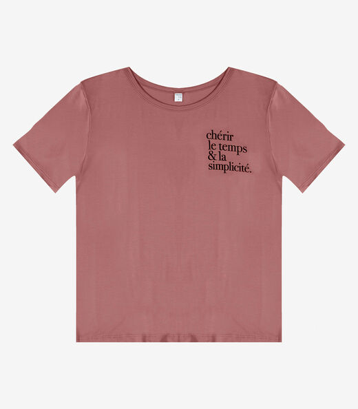 Blusa Feminina Manga Curta Infinita Cor Rosa