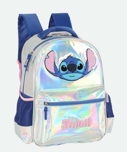 Mochila Infantil Escolar Stitch Disney Prata