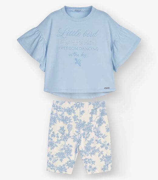 Conjunto Blusa com Ciclista Menina Trick Nick Azul