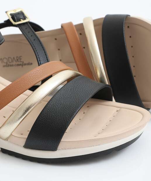 Sandália Feminina Plataforma Recorte Modare Preto