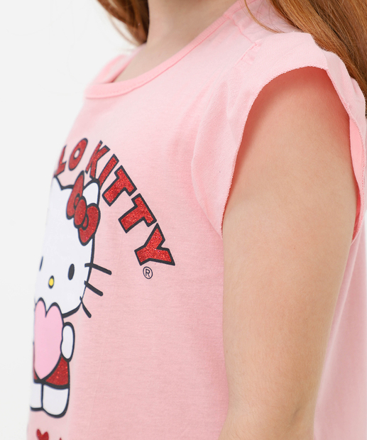 Vestido Infantil Hello Kit Disney Tam 4 a 10 Rosa