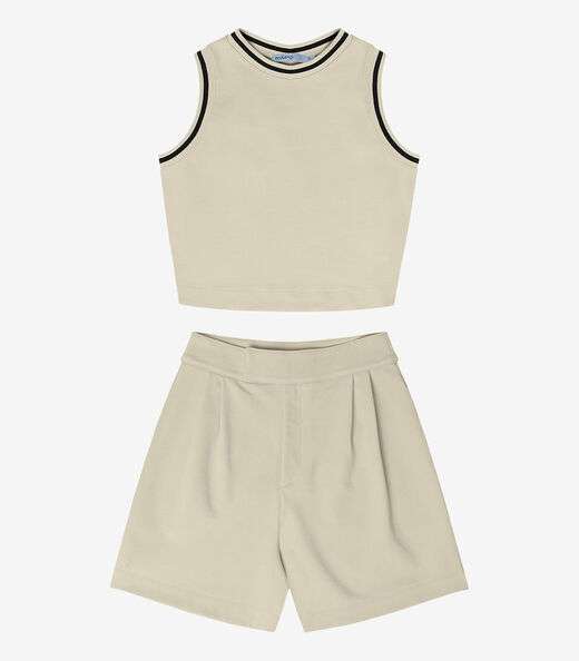 Conjunto Feminino Regata Com Shorts Endless Bege