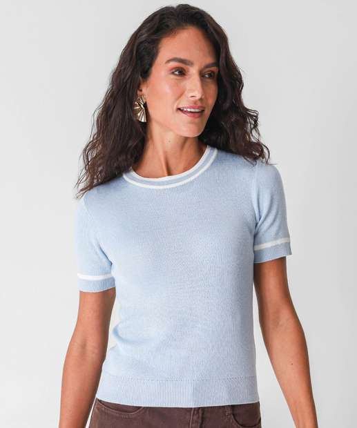 Image_Blusa Feminina Manga Curta Tricô Marisa Azul