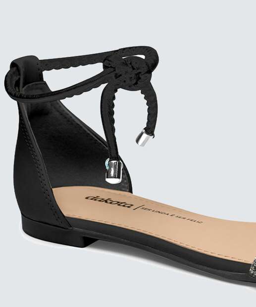 Sandália Feminina Rasteira Strass Amarração Dakota 