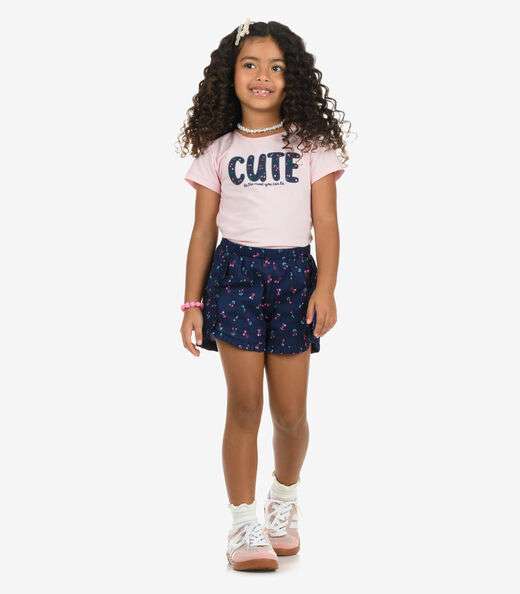 Conjunto Blusa com Shorts Menina Rovi Kids Azul