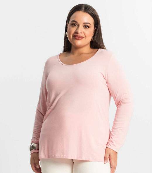 Blusa Manga Longa Viscotorcion Secret Glam Rosa