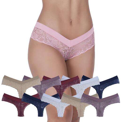 Kit 10 Calcinhas Cinderela Renda Microfibra Concept Lingerie Multicolorido