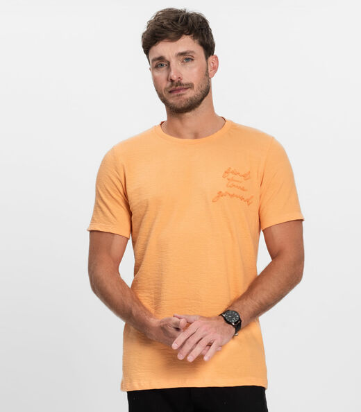 Camiseta Masculina Manga Curta Malhão Diametro Laranja