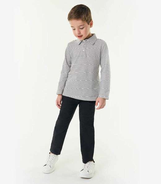 Camisa Listrada Infantil Manga Longa Trick Nick Bege