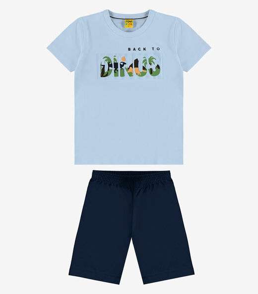 Conjunto Infantil Camiseta com Bermuda Rovi Kids Azul