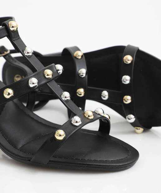 Sandália Salto Grosso Feminina Via Uno Preto