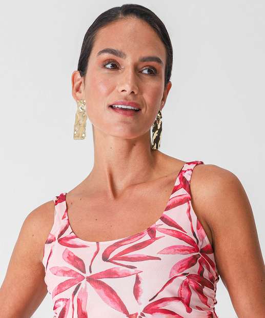 Blusa Regata Feminina Franzida Tule Marisa Rosa