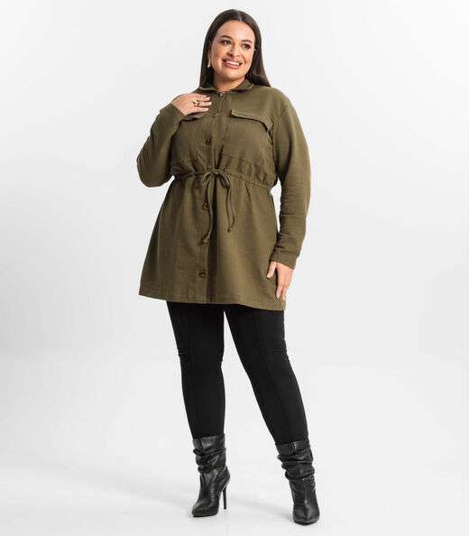 Parka Feminina Plus Size Secret Glam Verde