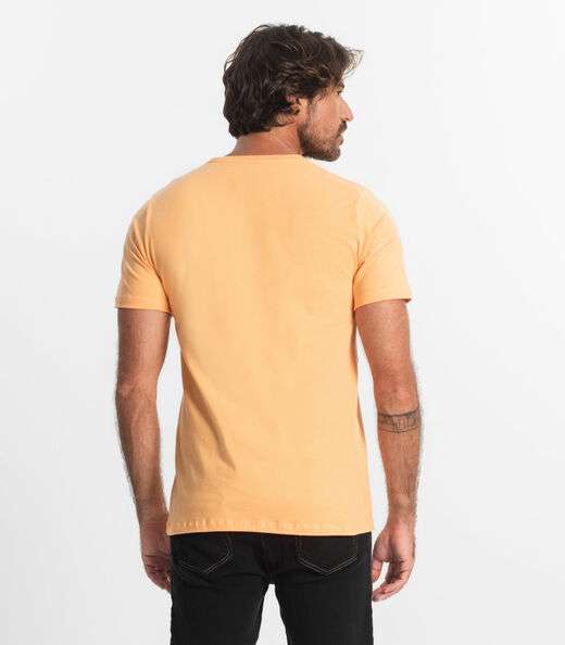 Camiseta Masculina Plus Size Meia Malha Diametro Laranja