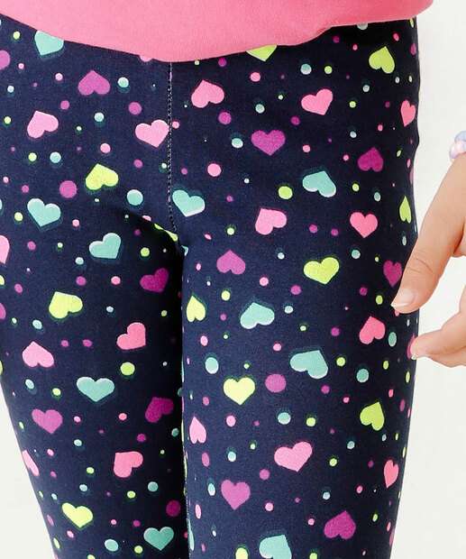 Calça Infantil Legging Coração Neon Marisa Tam 4 a 10