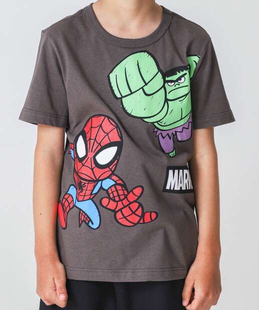 Conjunto Infantil Hulk Marisa Tam 4 a 10 Cinza