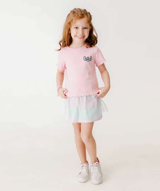 Blusa Infantil Canelada Stitch Disney Marisa Tam 4 a 10