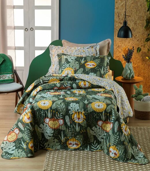 Kit Cobre Leito Casual Kids Solteiro Appel Verde
