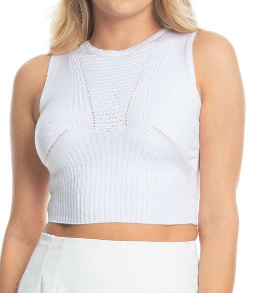 Regata Cropped Tricot Feminina Select Branco