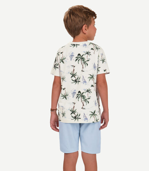 Conjunto Camiseta com Bermuda Menino Trick Nick Bege