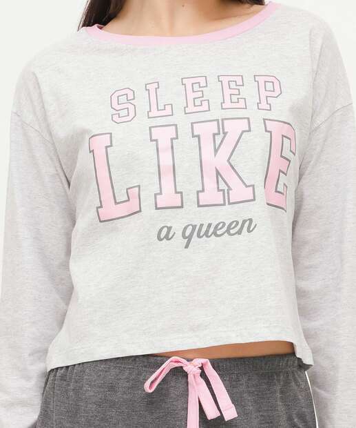 Pijama Feminino Estampado Manga Longa Marisa