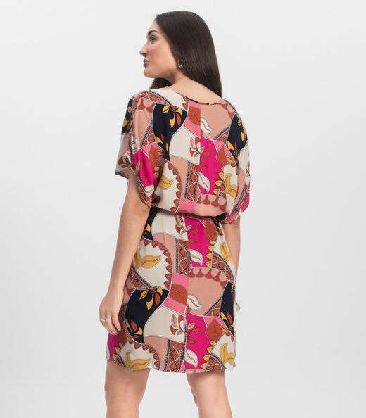 Vestido Feminino Estampado Infinita Cor Rosa
