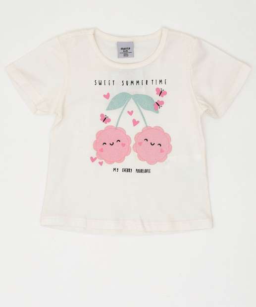 Image_Camiseta Infantil Cerejas Manga Curta Marisa Tam 1 a 3 Off White