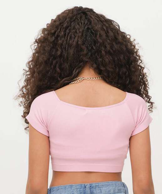 Blusa Juvenil Cropped Sem Costura Marisa Tam 10 a 16 Rosa