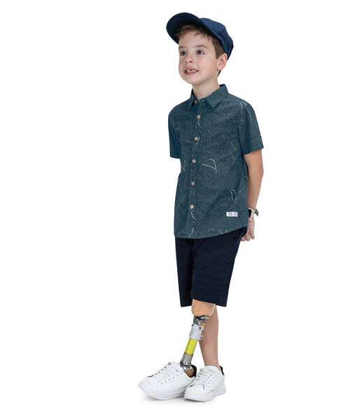 Camisa Infantil Estampada Em Popeline Trick Nick Azul