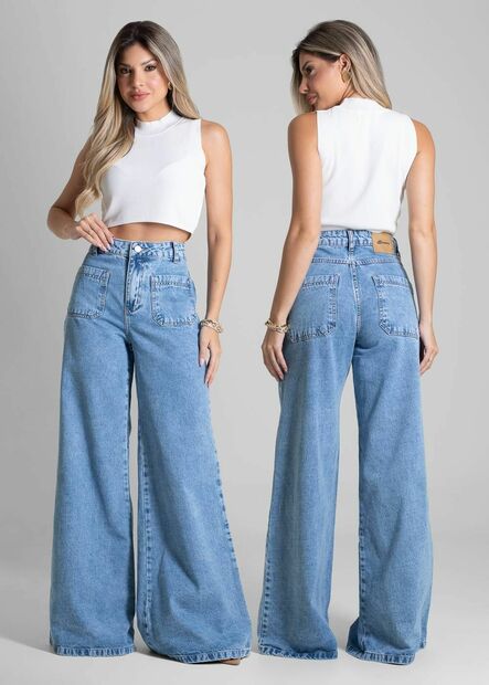 Calça Jeans Sawary Super Wide Leg - 282712