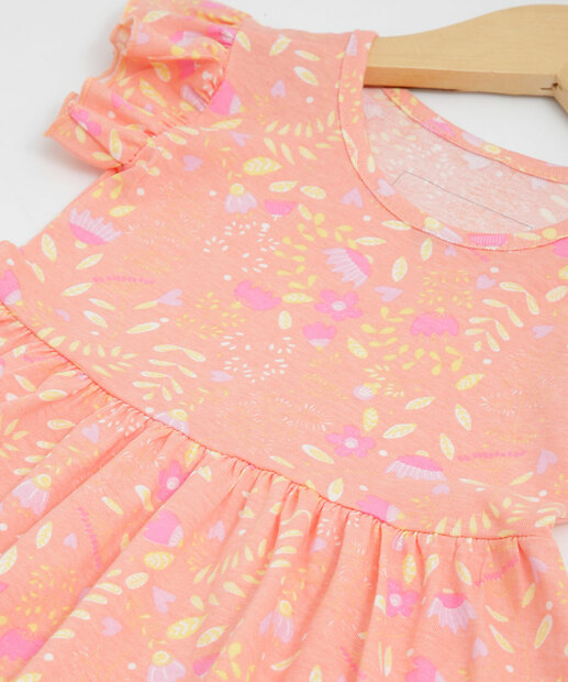 Vestido Infantil Manga Curta Floral Marisa Tam 1 a 3