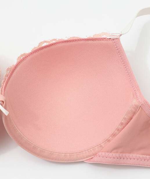 Sutiã de Renda Push Up Com Bojo Marisa Rosa