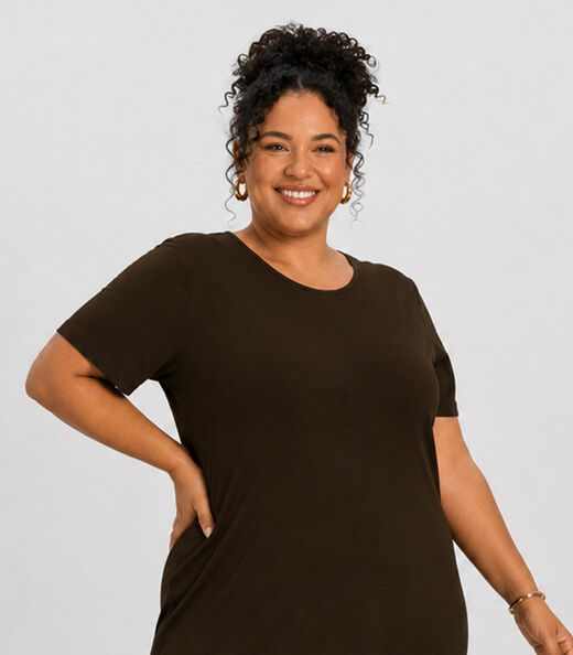 Vestido Feminino Midi Plus Size Infinita Cor Marrom