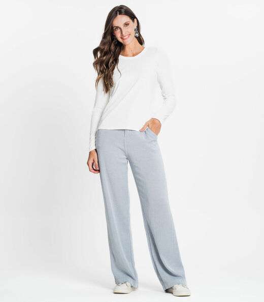 Blusa Manga Longa Canelada Rovitex Bege